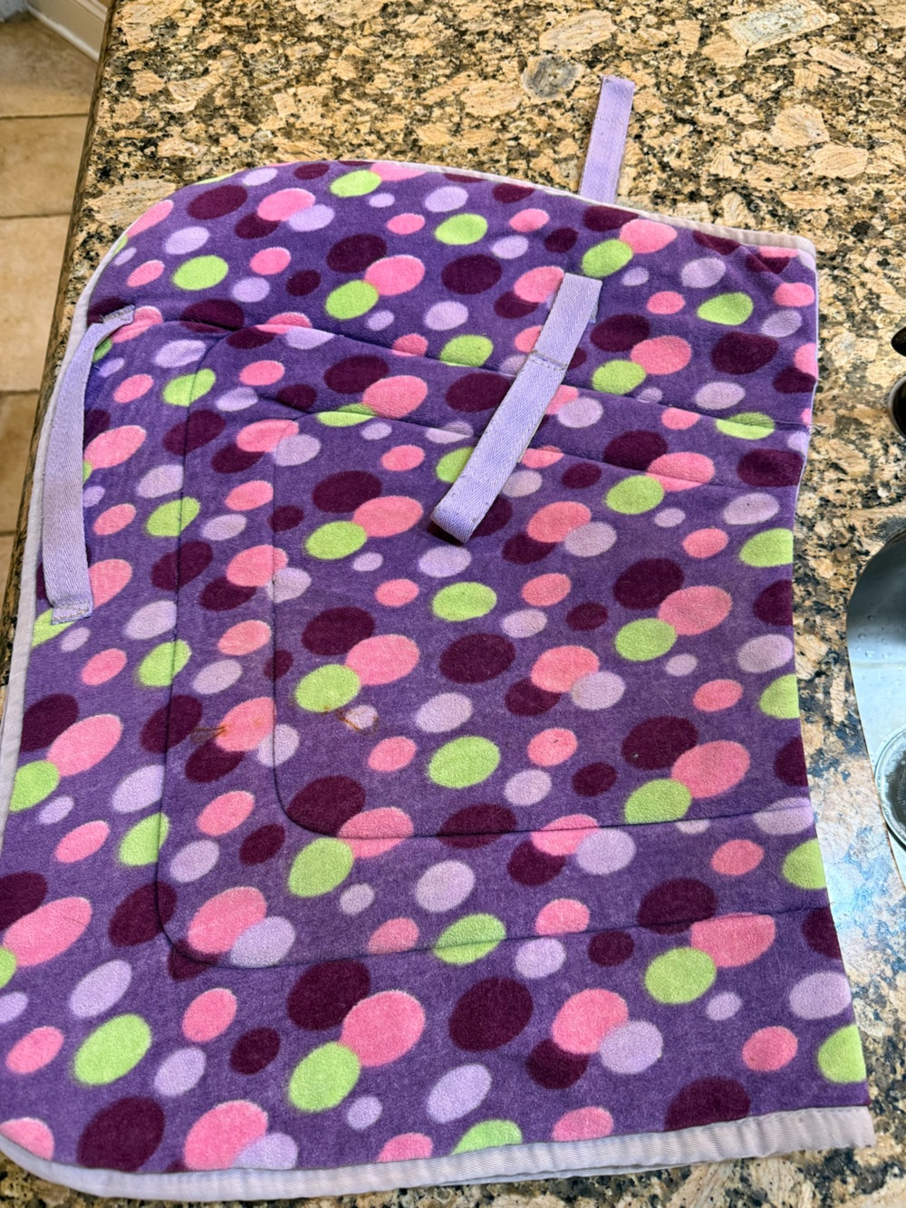 Equestrian English square Purple / pink lime Polka Dot Fleece SADDLE PAD